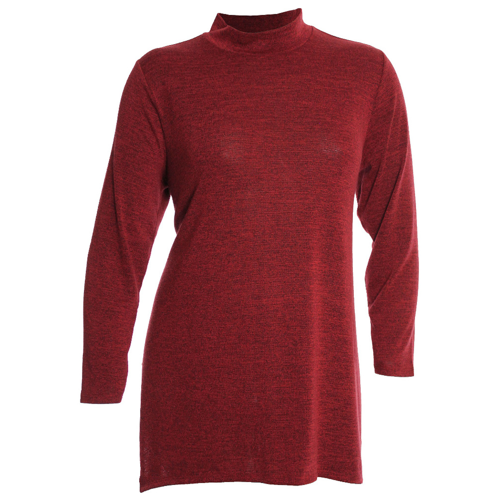2x Red Melange Long Sleeve Mock Neck Shirt Top NEW w/ Tags Plus Sizes Style & Co